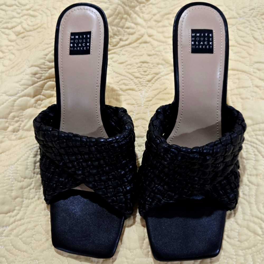 White House Black Market Women's Black Woven Heels